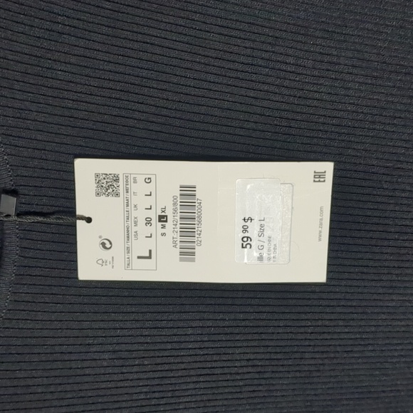 ZARA* round neck long sleeve side ruche rib knit body con dress - Picture 17 of 17